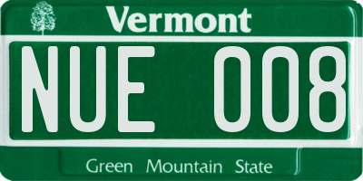 VT license plate NUE008