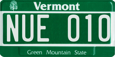 VT license plate NUE010
