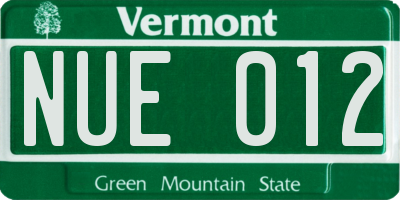 VT license plate NUE012