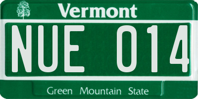 VT license plate NUE014
