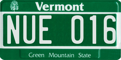 VT license plate NUE016
