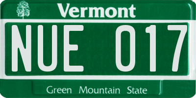 VT license plate NUE017
