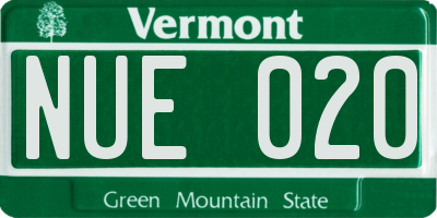 VT license plate NUE020