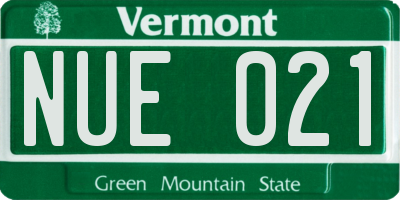 VT license plate NUE021