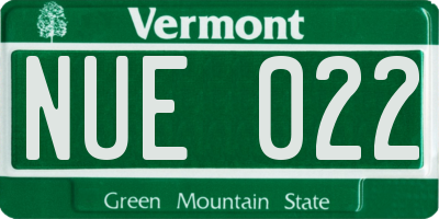 VT license plate NUE022