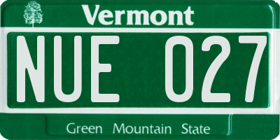 VT license plate NUE027