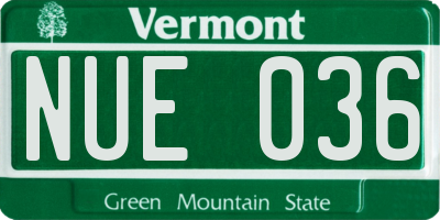 VT license plate NUE036