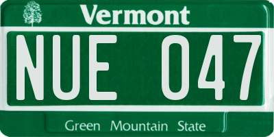 VT license plate NUE047
