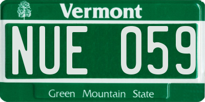 VT license plate NUE059
