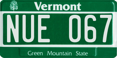 VT license plate NUE067