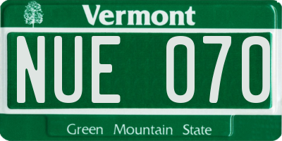VT license plate NUE070