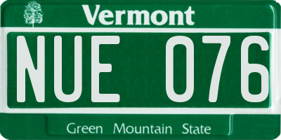 VT license plate NUE076