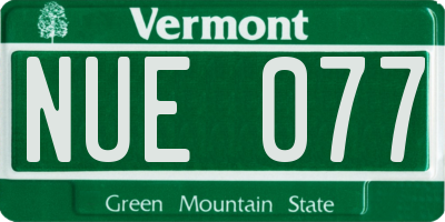 VT license plate NUE077