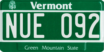 VT license plate NUE092