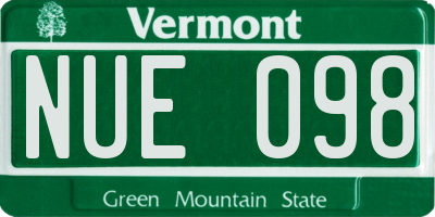 VT license plate NUE098