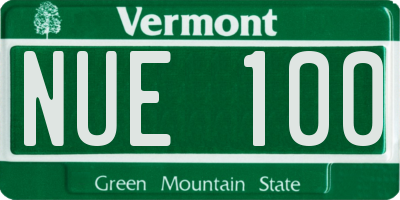 VT license plate NUE100
