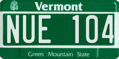 VT license plate NUE104