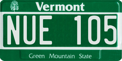 VT license plate NUE105