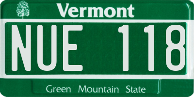 VT license plate NUE118