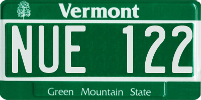 VT license plate NUE122