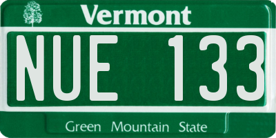 VT license plate NUE133