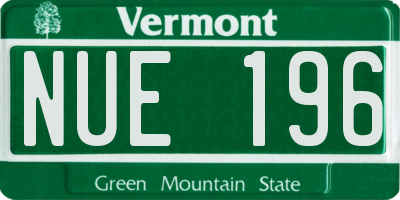 VT license plate NUE196