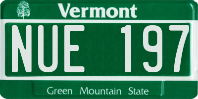 VT license plate NUE197