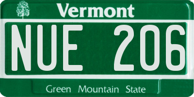 VT license plate NUE206