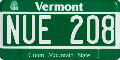 VT license plate NUE208