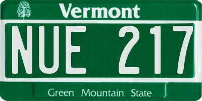 VT license plate NUE217