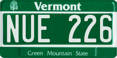 VT license plate NUE226