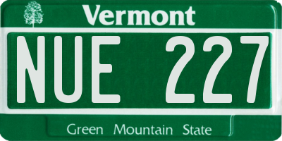 VT license plate NUE227