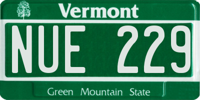 VT license plate NUE229