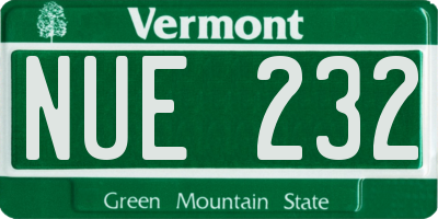 VT license plate NUE232