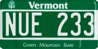 VT license plate NUE233