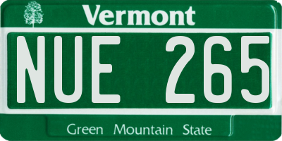VT license plate NUE265