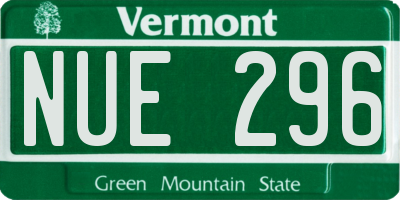 VT license plate NUE296