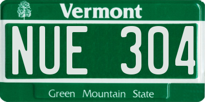 VT license plate NUE304