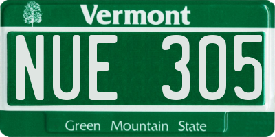 VT license plate NUE305