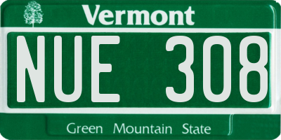 VT license plate NUE308