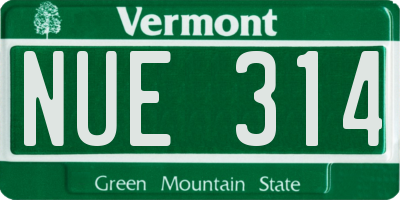 VT license plate NUE314