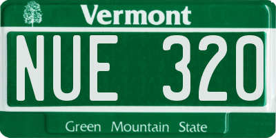VT license plate NUE320