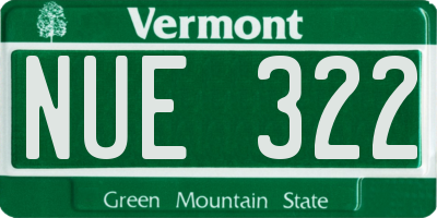 VT license plate NUE322