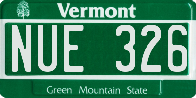 VT license plate NUE326