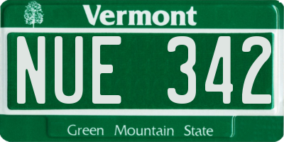 VT license plate NUE342