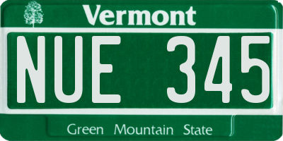 VT license plate NUE345