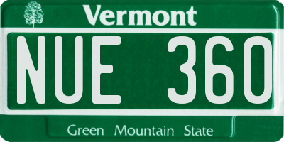 VT license plate NUE360