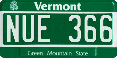 VT license plate NUE366