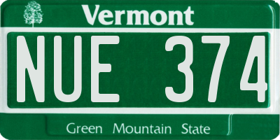 VT license plate NUE374
