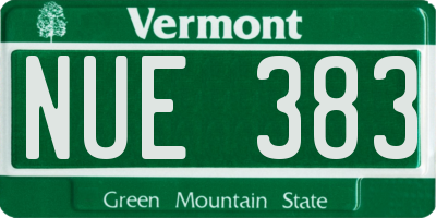 VT license plate NUE383